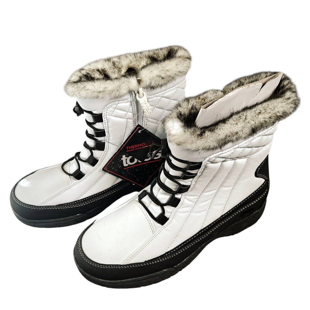 Totes Women's White and Black Winter Boots
